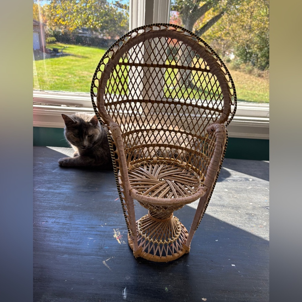 vintage wicker doll chair or plant stand